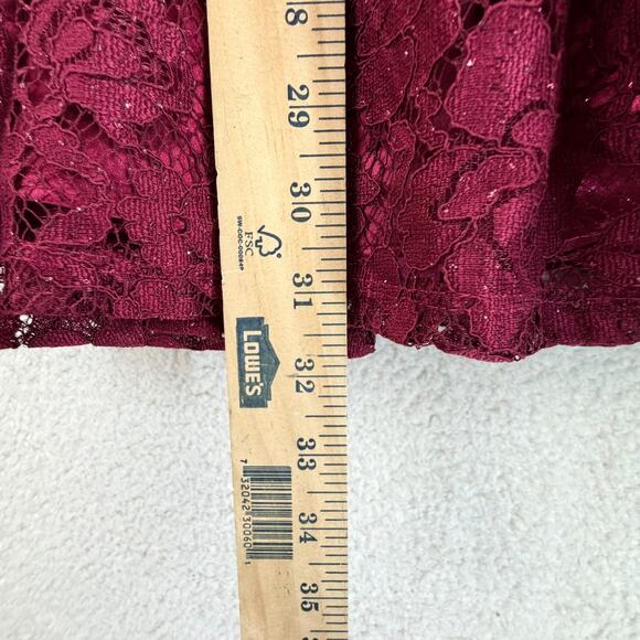 Jona Michelle Kids Black Velvet Dress Size 10 Red Glitter Mesh Lace Bow Holiday - Picture 7 of 11